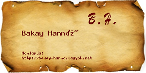 Bakay Hannó névjegykártya